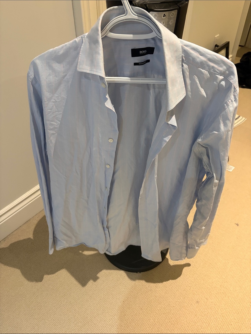 BOSS Light Blue Men's Dress Shirt - Subtle Stripe